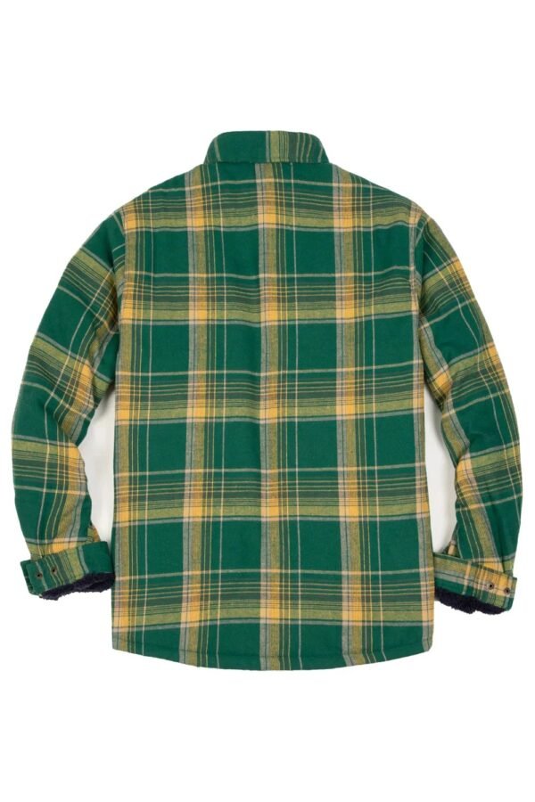 Men's Green & Yellow Plaid Flannel Shirt – Fleece Lined Jacket, Winter Casual Outerwea (2)